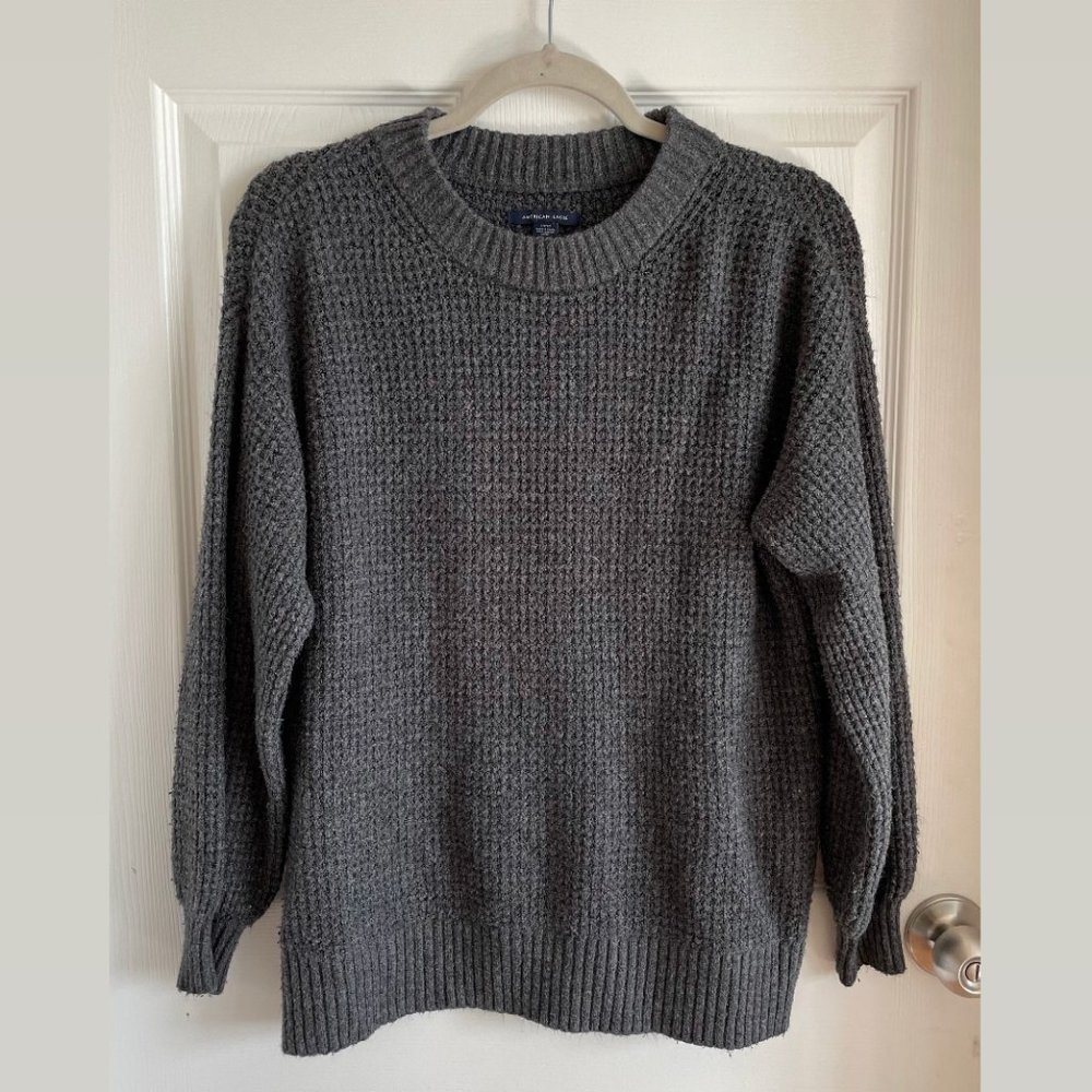American Eagle Grey Crew Neck Knit Sweater